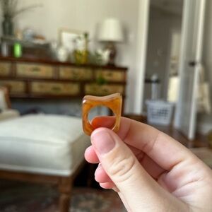 Statement orange and brown ring with funky unique shape chunky jewelry size 6